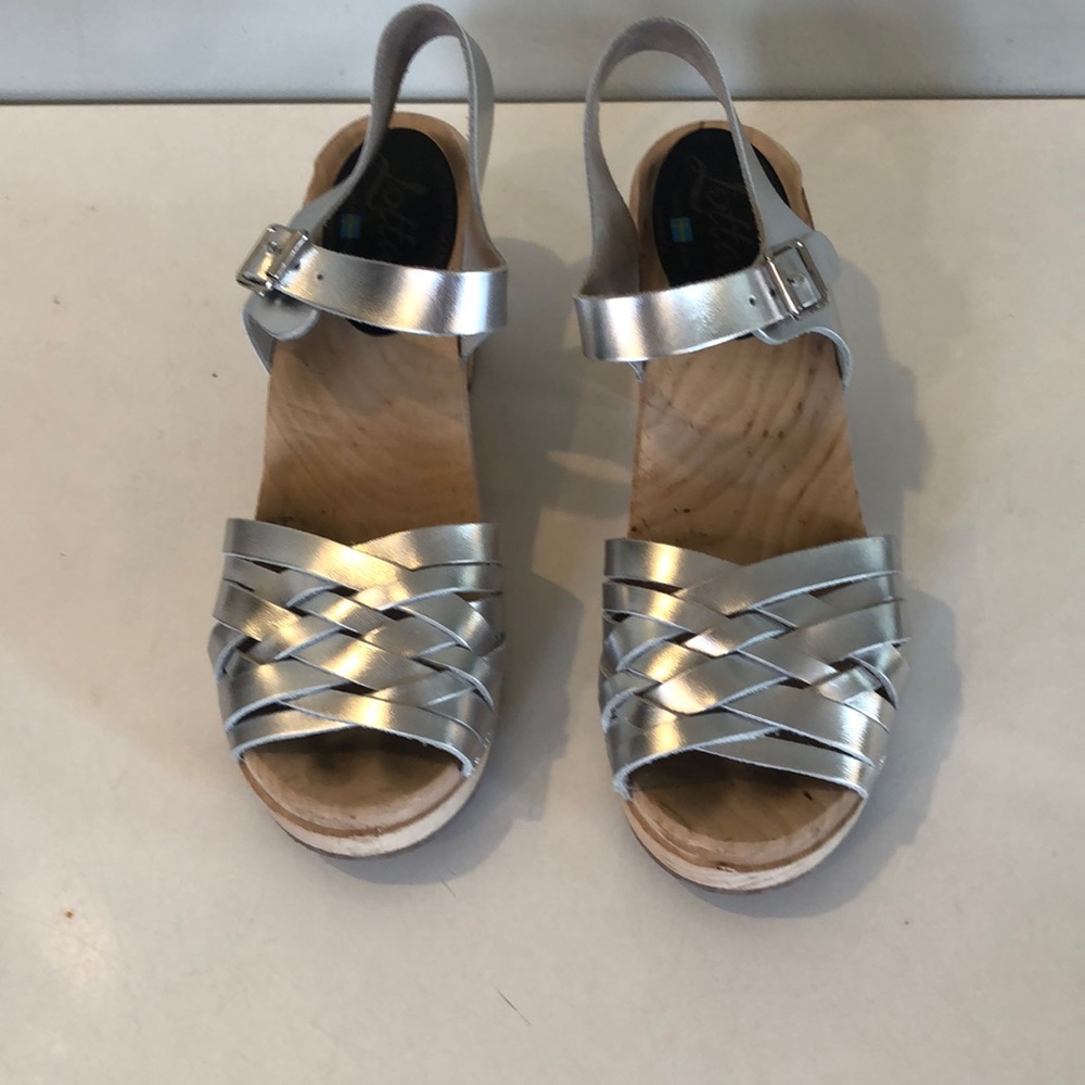 Metallic Silver high heal Lotta from Stockholm clog sandals